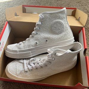 sequined white converse size 9